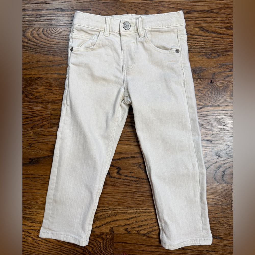ZARA Kids Neutral Cream Light Beige Stretch Jeans 1975 Denim Collection Size 3